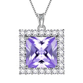 Square Birthstone June Alexandrite Necklace Pendant Women Girls Jewelry Birthday Gifts Sterling Silver - Aurora Tears Jewelry